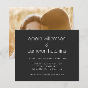 Budget Black Simple Photo Wedding Invitation