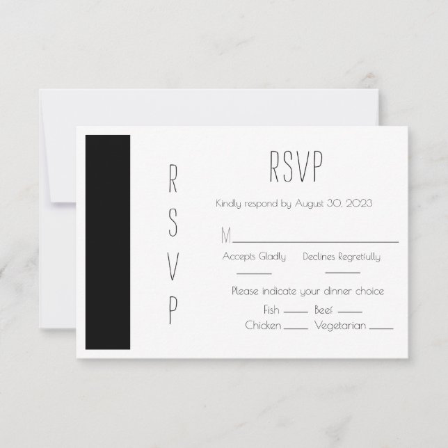 Budget Black Simple Wedding RSVP Card (Front)