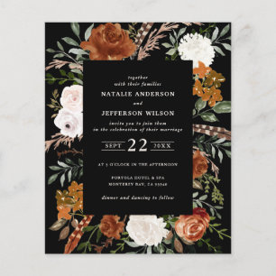 Budget black terracotta floral rustic elegant flyer