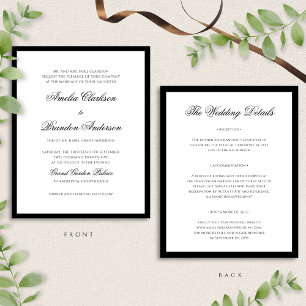 BUDGET Black-Tie Wedding Invitation with Details