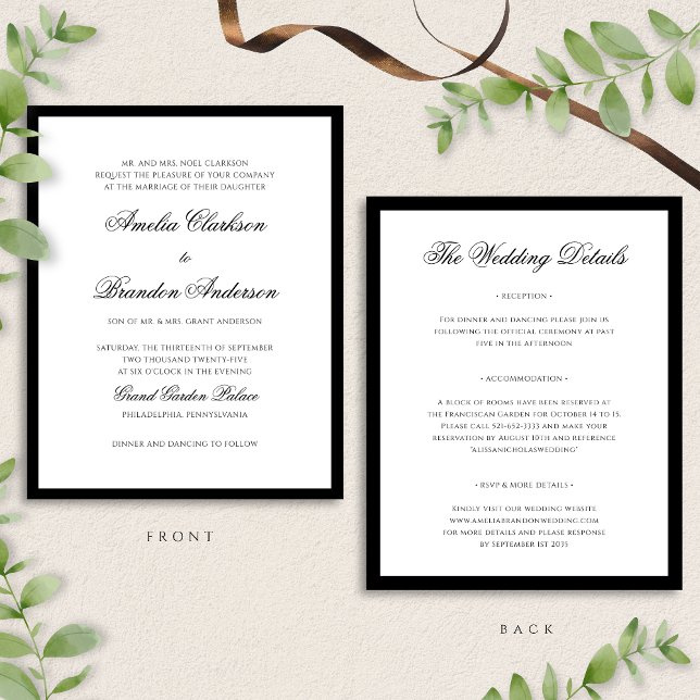 BUDGET Black-Tie Wedding Invitation with Details (Creator Uploaded)
