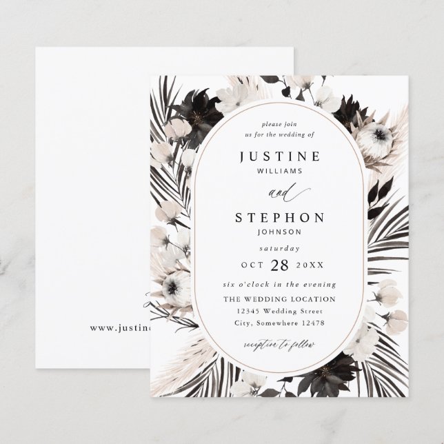 Budget Black & White Boho Tropical Wedding (Front/Back)