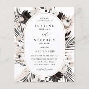 Budget Black & White Boho Tropical Wedding Flyer