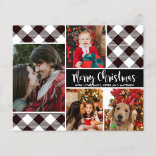 Budget Black White Buffalo Plaid Christmas Card