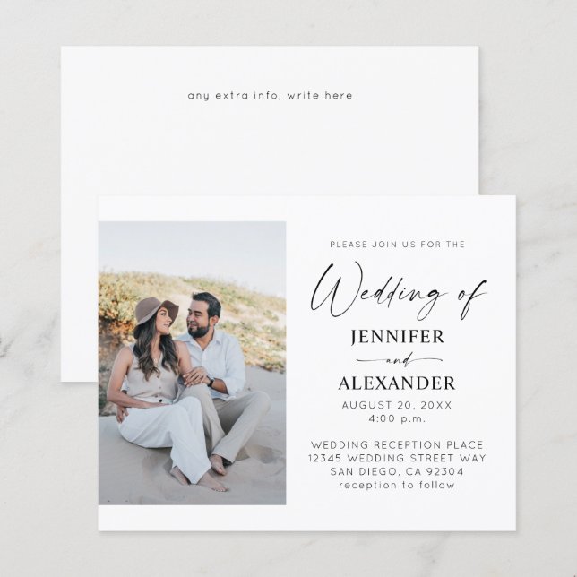 Budget Black & White Calligraphy Simple Wedding 3 (Front/Back)