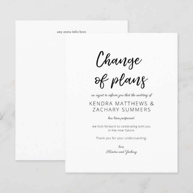 Budget Black & White Change of Plans (Front/Back)