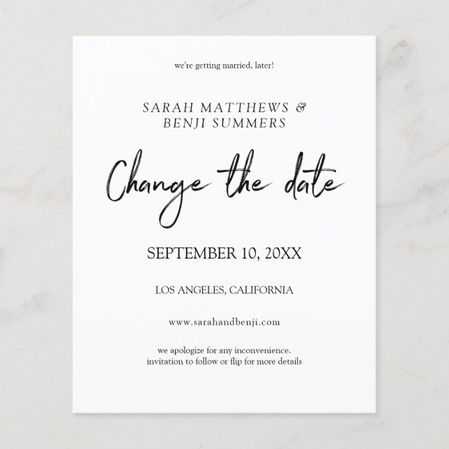 Budget Black & White Change the Date Flyer (Front)