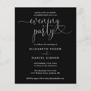 Budget Black White Evening Party Wedding Invite