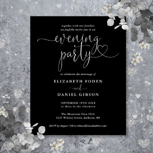 Budget Black White Evening Party Wedding Invite