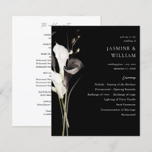 Budget Black & White Flor Wedding Ceremony Progr B