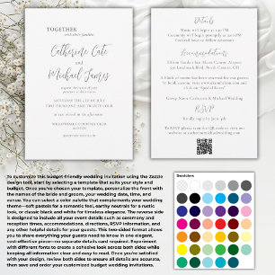 Budget Black & White Floral Elegant Wedding Invitation