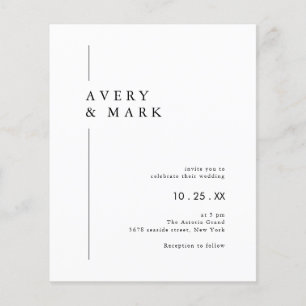 BUDGET Black White Minimalist Wedding Invitation Flyer