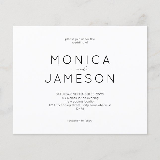 Budget Black & White Modern 1 Wedding  Flyer (Front)