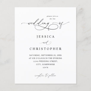 Budget Black & White Modern Calligraphy 3 Wedding Flyer