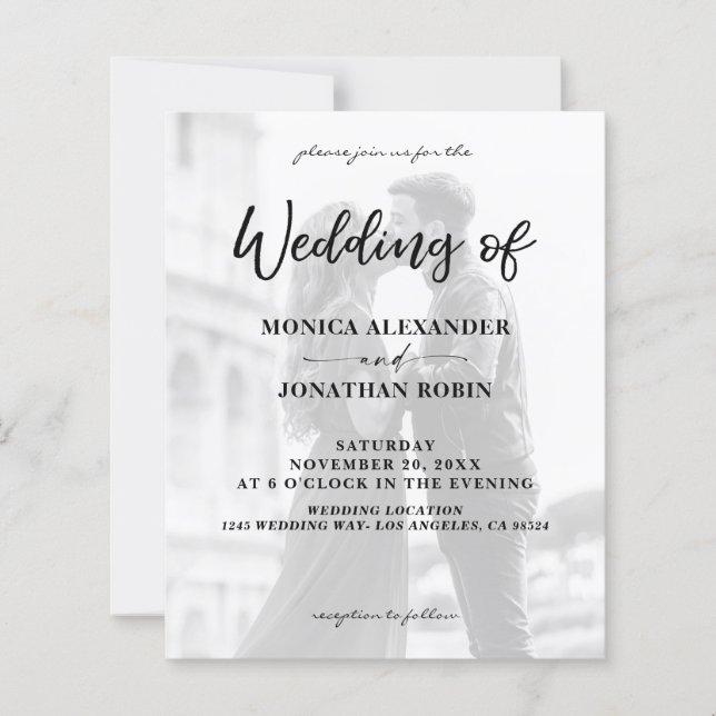 Budget Black White Modern Photo Vertical 2 Wedding (Front)