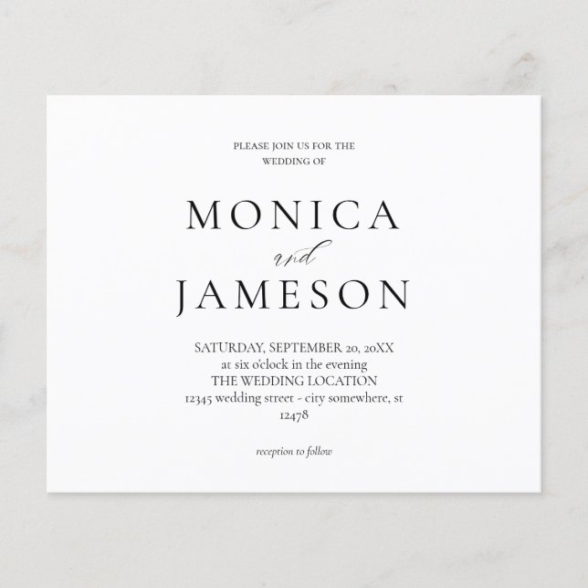 Budget Black & White Modern Wedding 2 Flyer (Front)