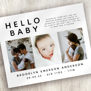 BUDGET Black White Photo Birth Announcement