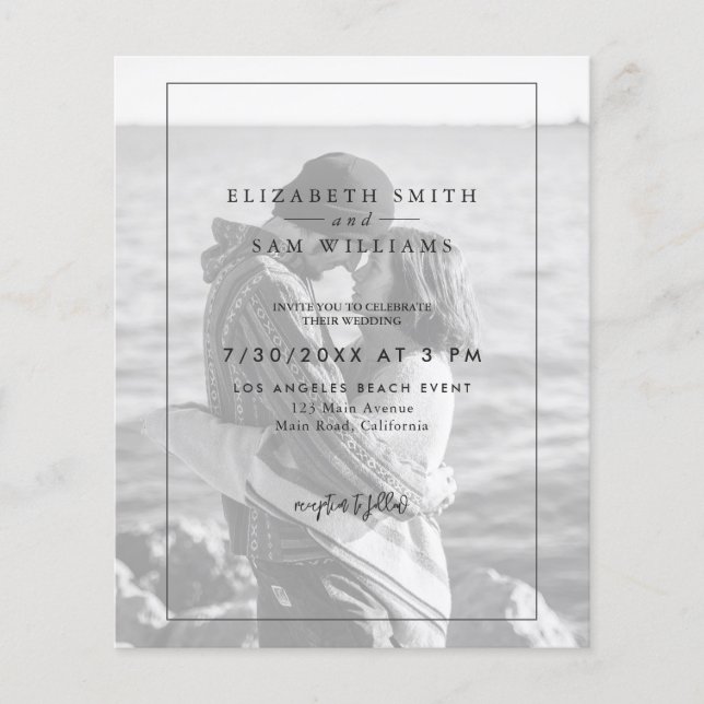 Budget Black & White Photo Elegant Wedding  Flyer (Front)
