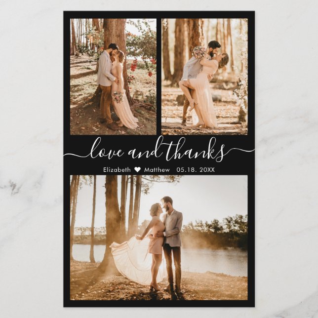 Budget Black White Photo Wedding Thank You Card (Front)