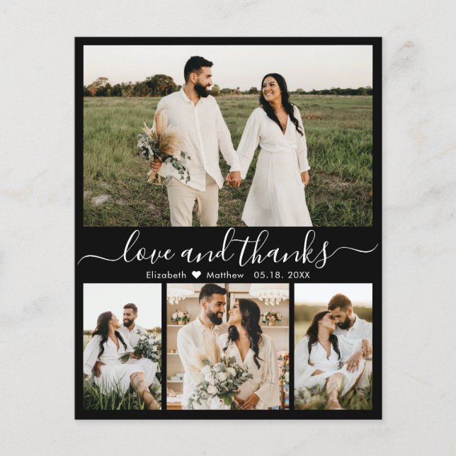 Budget Black White Photo Wedding Thank You Card (Front)