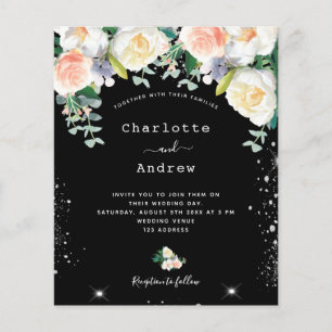 Budget black white pink florals silver wedding 