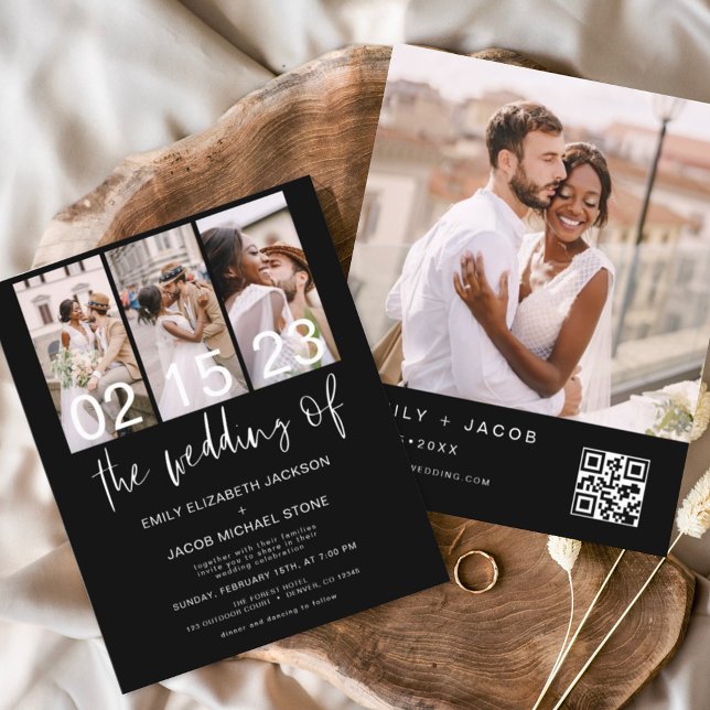 Budget Black White QR Code Wedding Invitation (Creator Uploaded)
