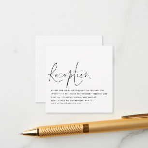 Budget Black White Script Wedding Reception Enclosure Card