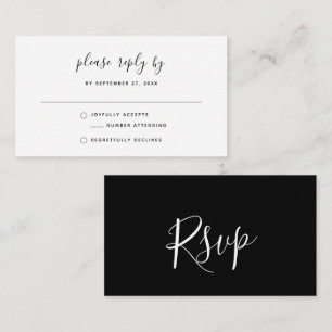 Budget Black & White Simple Bohemian RSVP Wedding Card