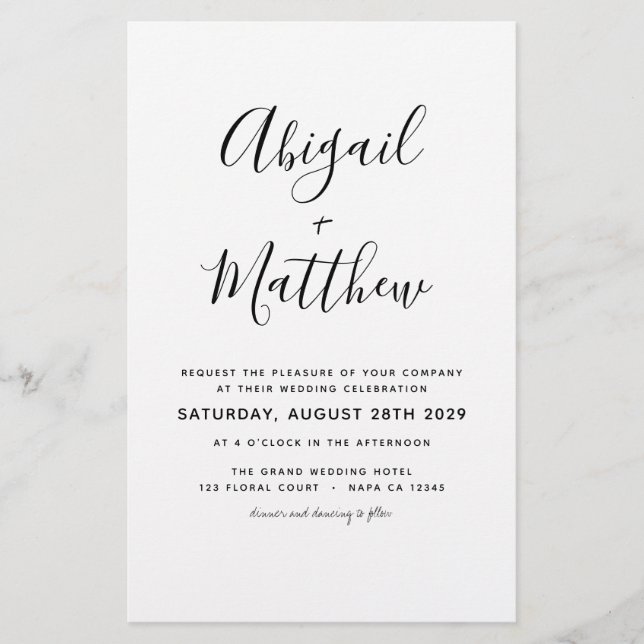 Budget Black White Simple Photo Wedding Invitation (Front)