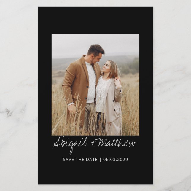 Budget Black White Simple Save The Date Invitation Flyer (Front)