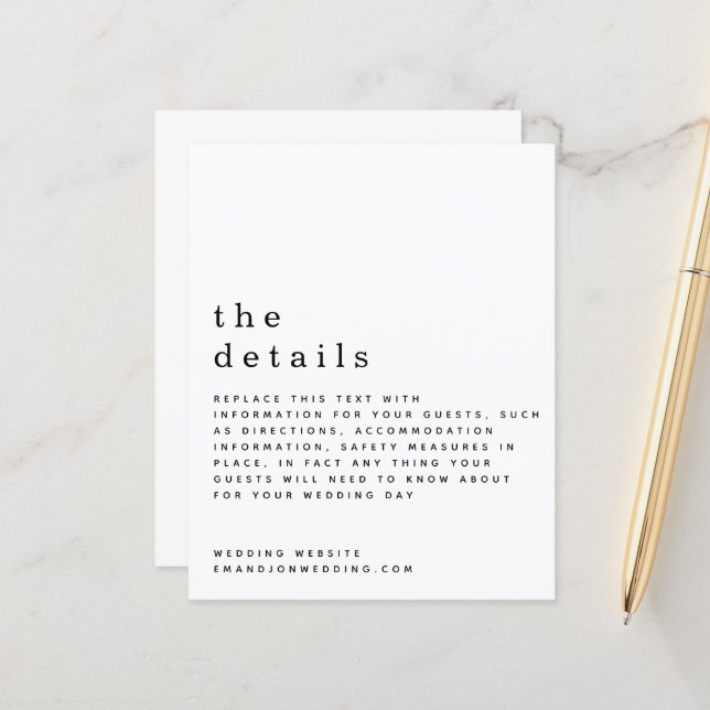 Budget Black White Wedding Details Enclosure (Front/Back In Situ)