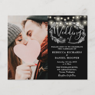 Budget Black White Wedding Details Photo Invite