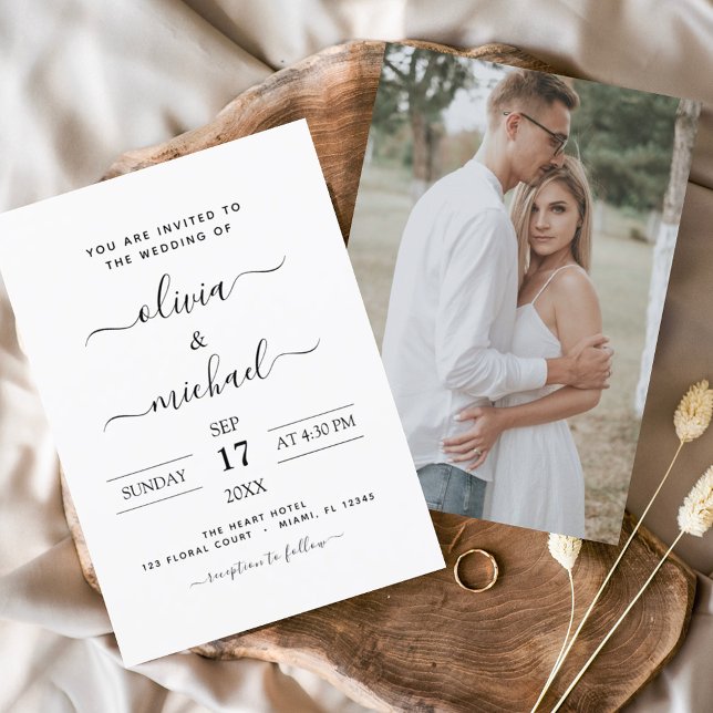 Budget Black White Wedding with Photo Invitation F Flyer (Creator Uploaded)