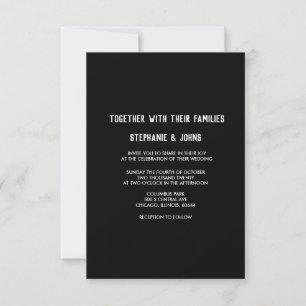Budget Black WhiteMinimalist Modern Wedding Invitation
