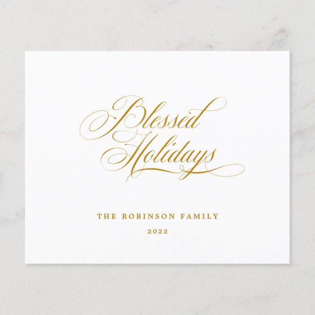 Budget Blessed Holidays Gold Script Typography (Front)