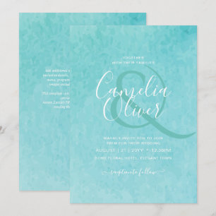 Budget BLIZZARD BLUE Watercolor Beach Wedding Invitation