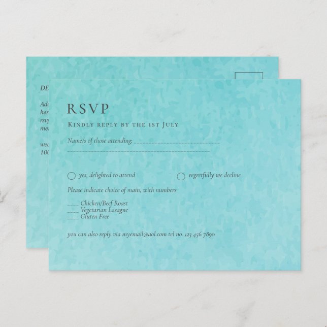 Budget BLIZZARD BLUE Watercolor Beach Wedding Postcard (Front/Back)