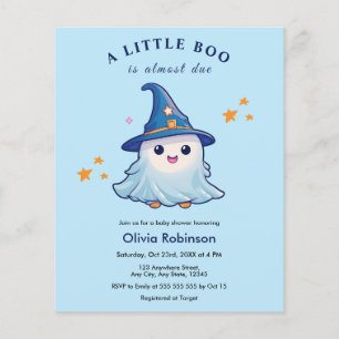 Budget Blue A Little Boo Baby Shower Invitation Flyer