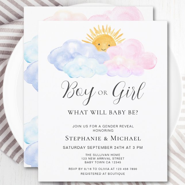 Budget Blue And Pink Gender Reveal Invitation  (Creator Uploaded)
