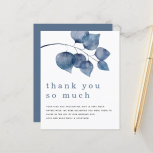 Budget Blue Artsy Foliage Newlyweds Thank You
