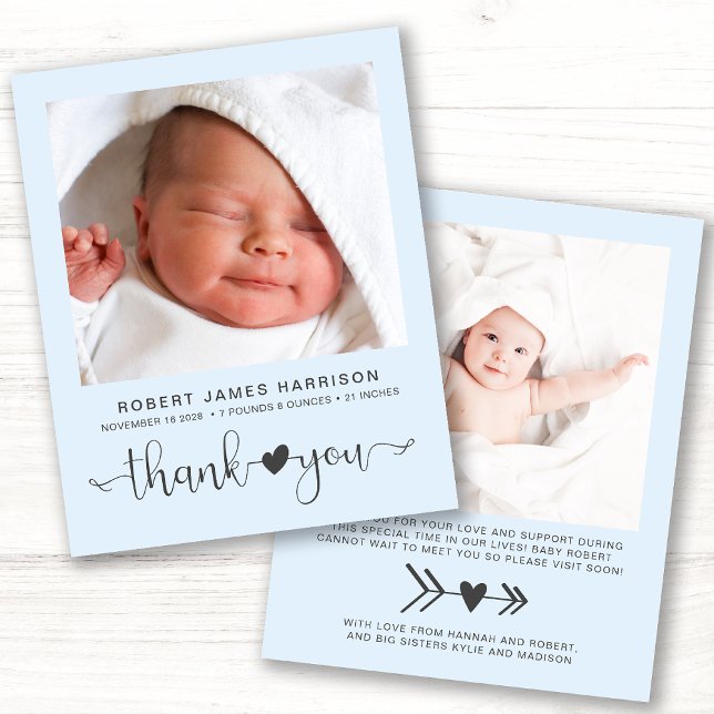 Budget Blue Baby Boy Photo Birth Announcement (Creator Uploaded)