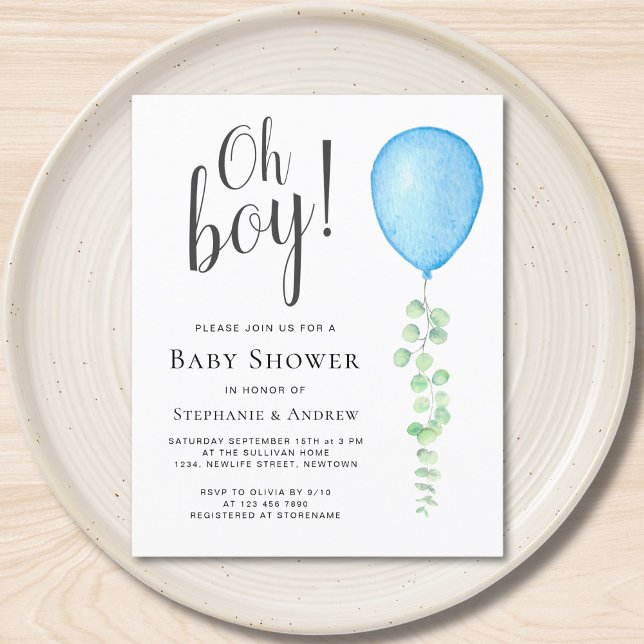 Budget Blue Balloon Couples Baby Shower Invitation (Creator Uploaded)