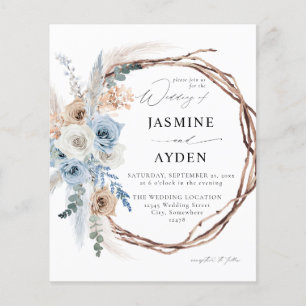 Budget Blue & Beige Boho Floral Wreath  Flyer