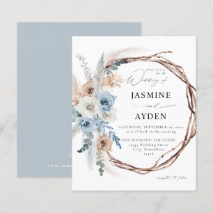 Budget Blue & Beige Boho Floral Wreath Wedding B