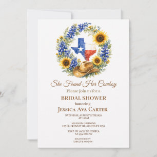 Budget Blue Bonnet Sunflower Bridal Shower Invitation