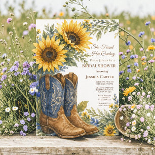 Budget Blue Bonnet Sunflower Bridal Shower Invitation