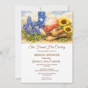 Budget Blue Bonnet Sunflower Bridal Shower  Invitation