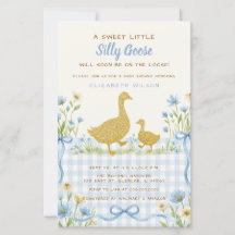 Budget Blue Bow Floral Silly Goose Boy Baby Shower