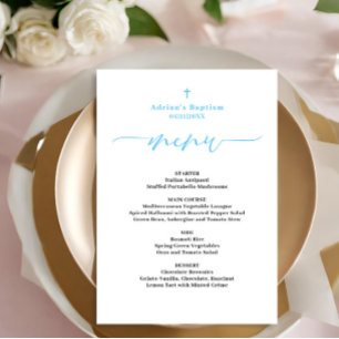 Budget Blue Boy Floral Wreath Baptism Menu