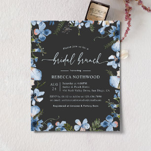 Budget Blue Bridal Brunch Invitation in Charcoal